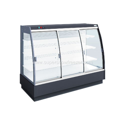 Supermarket semi-height front glass door display cooler